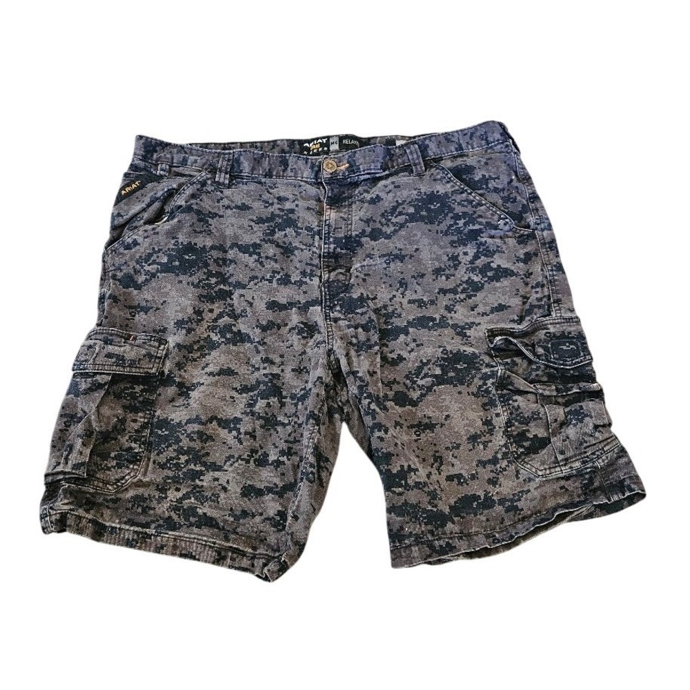 Ariat Rebar M4 Relaxed Fit Cargo Shorts Mens 42 Digital Camo Workwear Canvas